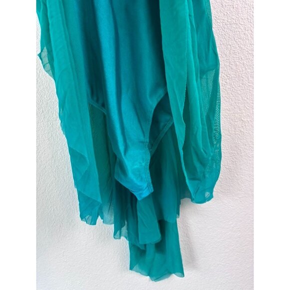 iEFiEL women's adult medium teal green sequin skirted leotard dance wear soloist - Picture 2 of 6